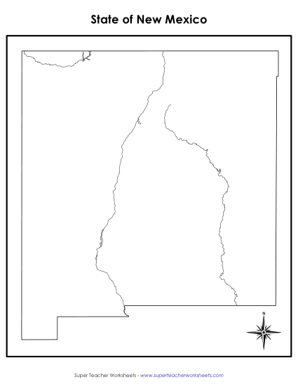 New Mexico - New Mexico Map (No Bordering States)