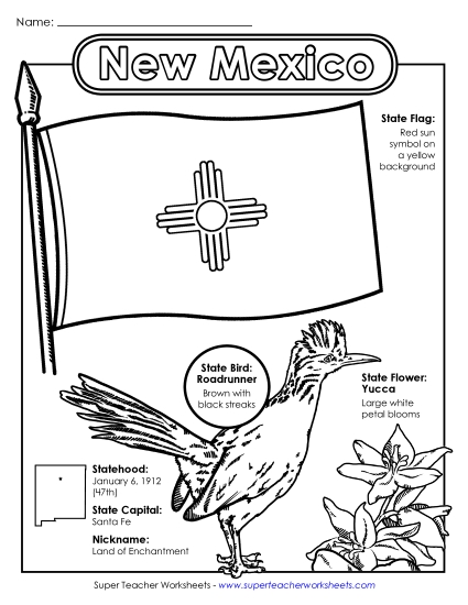 Symbols - New Mexico State Symbols Coloring Page