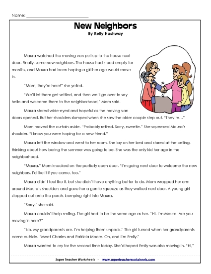 Reading Comprehension - New Neighbors (Fiction)