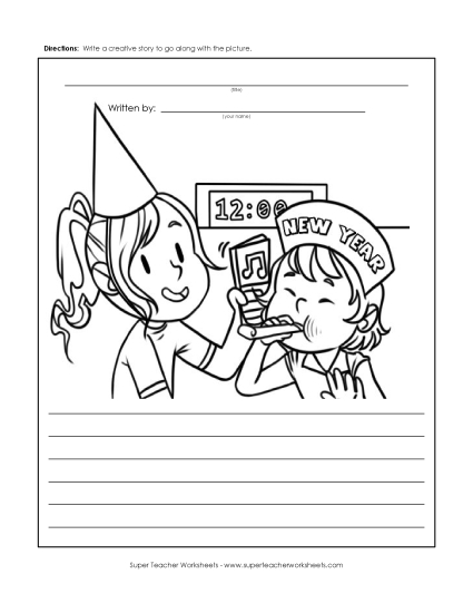 Writing Story Pictures - New Year Celebration Writing Story Pictures - New Year Celebration