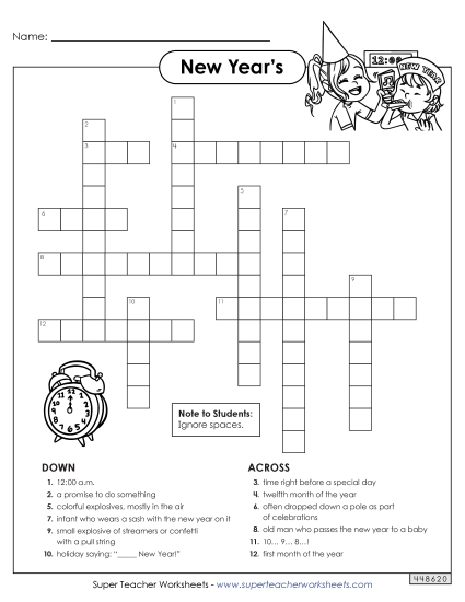 New Year Puzzles - New Year Crossword New Year Puzzles - New Year Crossword