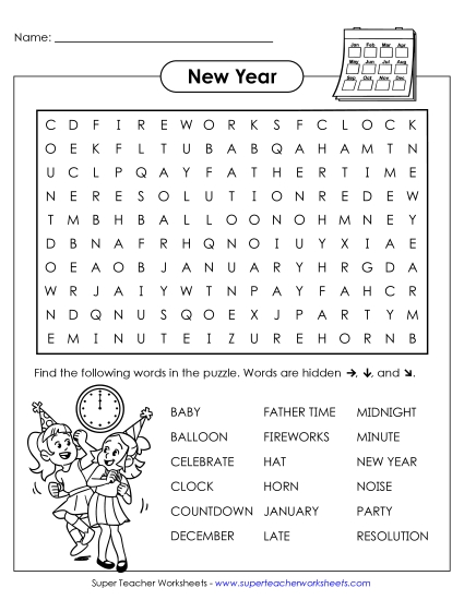 New Year Puzzles - New Year Word Search New Year Puzzles - New Year Word Search