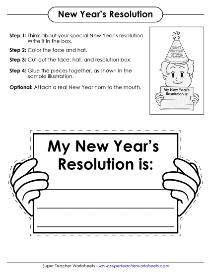 New Year Worksheets - New Year's Resolution Craft (2025) New Year Worksheets - New Year's Resolution Craft (2025)