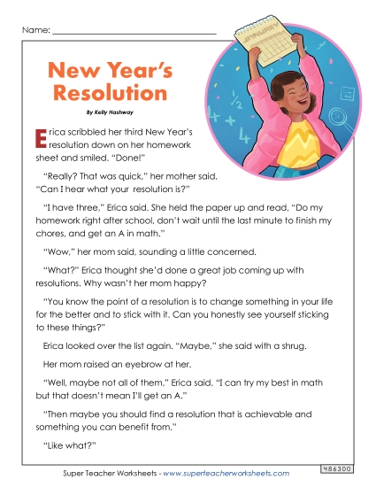 Reading Comprehension - New Year's Resolution (Fiction) Reading Comprehension - New Year's Resolution (Fiction)