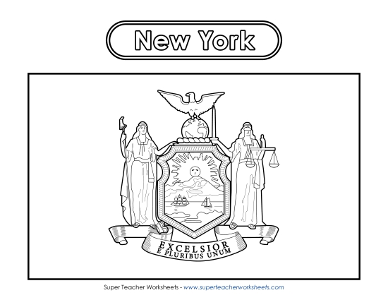 Flags & Seals - New York Flag Coloring Page