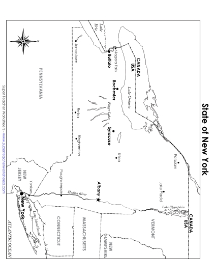 New York Map Labeled Printable - New York Map Labeled Printable Worksheet 25465 001