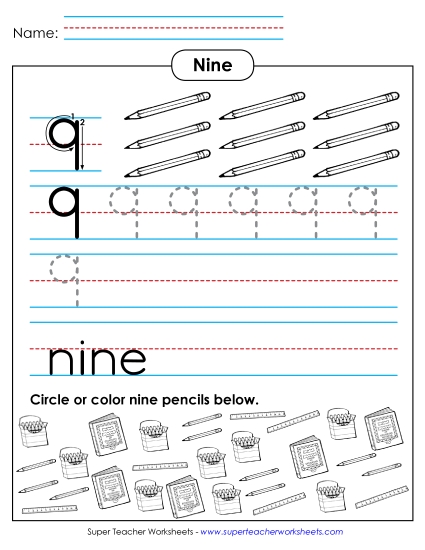 Number Nine - Nine: Trace, Print, Count