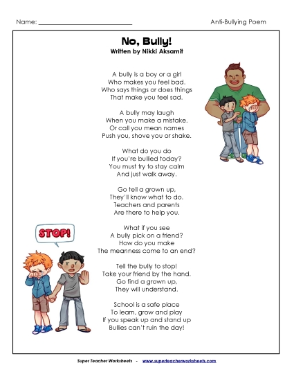 Poem About Bullying - No, Bully!