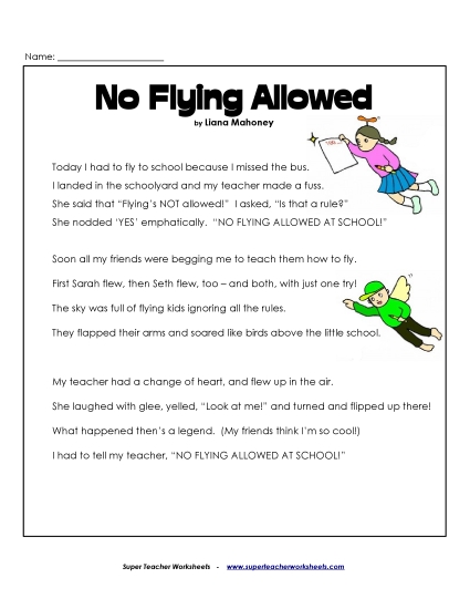 Poems - No Flying in School (Poem) Poems - No Flying in School (Poem)