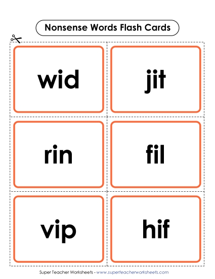 Classroom Tools and Games - Nonsense Words Flash Cards