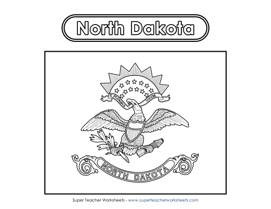 Flags & Seals - North Dakota Flag Coloring Page
