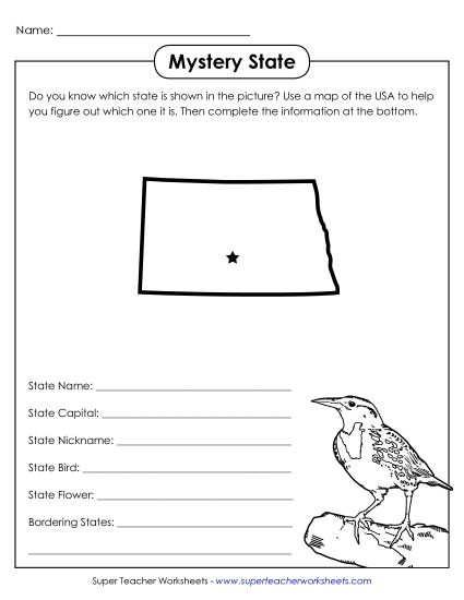 Sample Worksheet Images - North Dakota - Mystery State Sample Worksheet Images - North Dakota - Mystery State