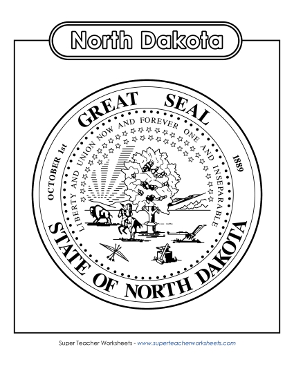 Flags & Seals - North Dakota State Seal (Black & White)