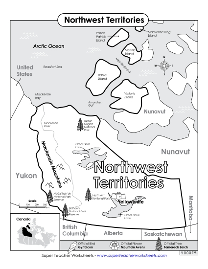 Maps - Northwest Territories Map (Black & White)