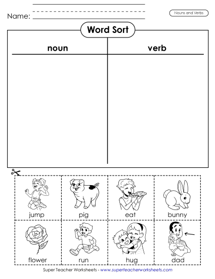 Basic Nouns - Noun and Verb Sort