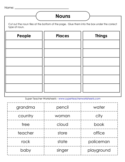 Basic Nouns - Noun Cut & Sort (Basic) Basic Nouns - Noun Cut & Sort (Basic)