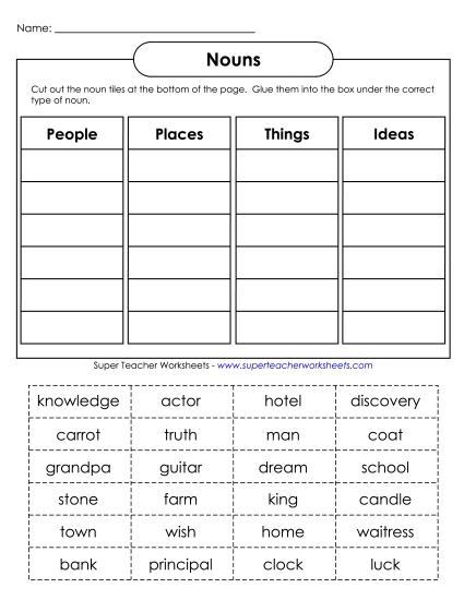 Basic Nouns - Noun Cut & Sort (Intermediate) Basic Nouns - Noun Cut & Sort (Intermediate)