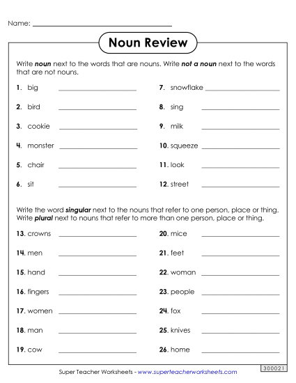 Mixed Noun Skills - Noun Review Mixed Noun Skills - Noun Review