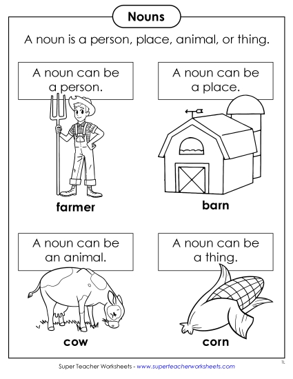 Basic Nouns - Nouns Anchor Chart