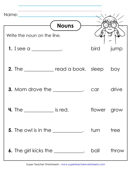 Basic Nouns - Nouns: Fill in the Blank 