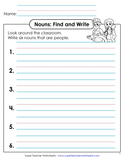 Basic Nouns - Nouns: Find and Write (People)