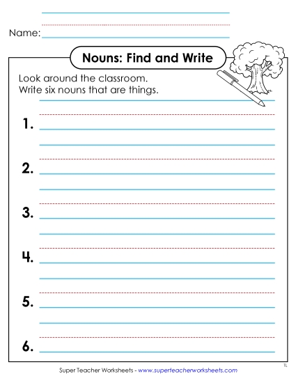 Basic Nouns - Nouns: Find and Write (Things)