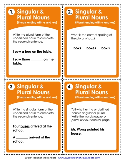 Nouns: Singular & Plural (Nouns ending in -s and -es) Nouns: Singular & Plural (Nouns ending in -s and -es)