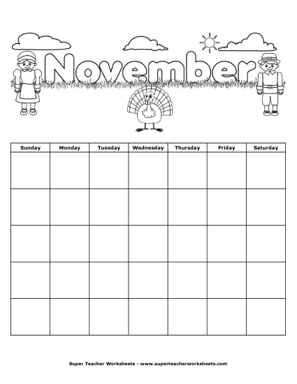 November Calendar (Thanksgiving) November Calendar (Thanksgiving)