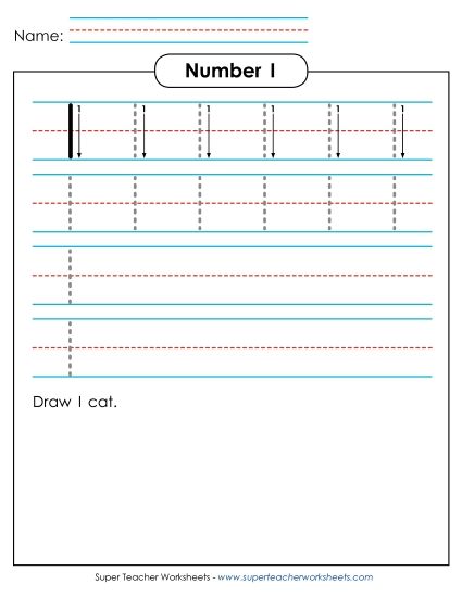 Numbers 1 - 12 - Number 1: Trace and Print Numbers 1 - 12 - Number 1: Trace and Print