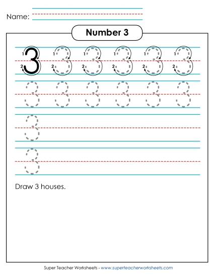 Number Three - Number 3: Trace and Print Number Three - Number 3: Trace and Print