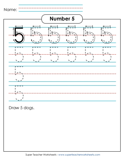 Number Five - Number 5: Trace and Print