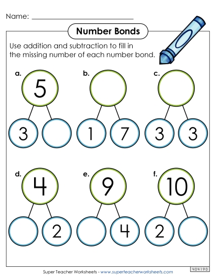 Number Bonds - Sums to 10 - Number Bonds to 10 Worksheet 1