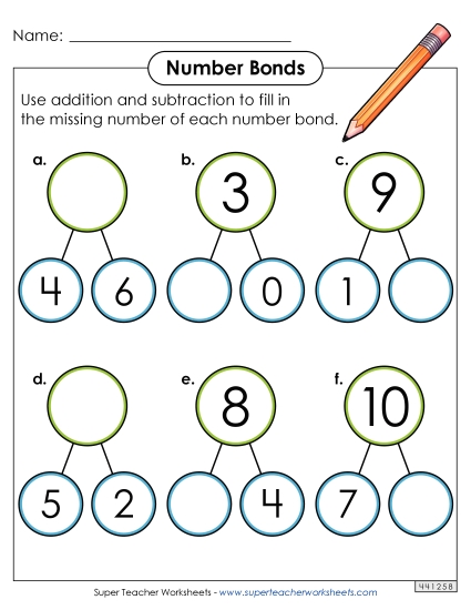 Number Bonds - Sums to 10 - Number Bonds to 10 Worksheet 2 Number Bonds - Sums to 10 - Number Bonds to 10 Worksheet 2