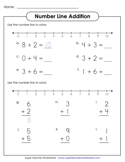 Addition Worksheets, Games, & Puzzles - Number Line Addition 2 Addition Worksheets, Games, & Puzzles - Number Line Addition 2