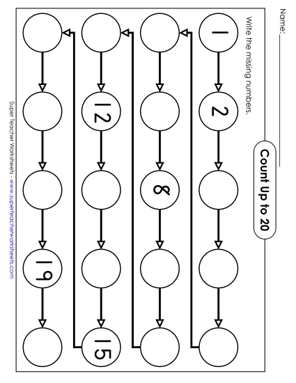Counting Up to 20 - Number Line: Missing Numbers Counting Up to 20 - Number Line: Missing Numbers