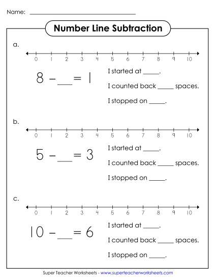 Number Line Subtraction - Number Line Subtraction 2