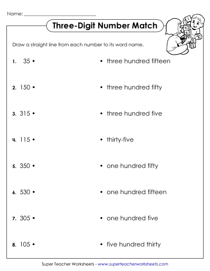 Place Value - Number Match (3-Digit)