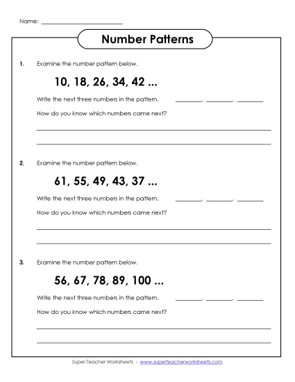 Intermediate (2-3) - Number Patterns 1