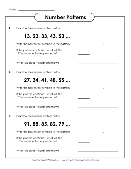 Intermediate (2-3) - Number Patterns 3