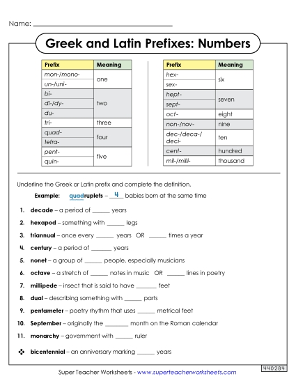 Worksheets - Number Prefixes Worksheet Worksheets - Number Prefixes Worksheet