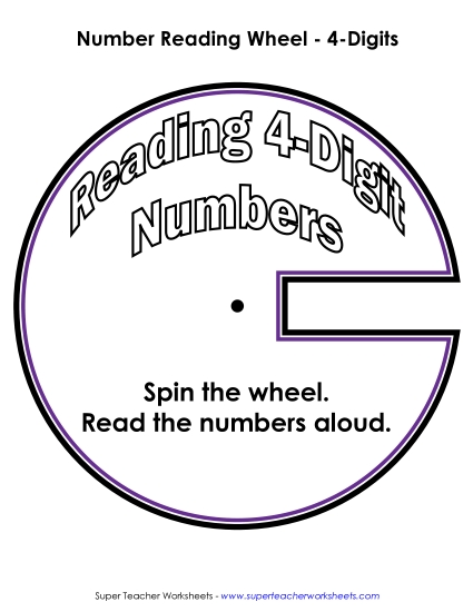 Reading 4-Digit Numbers - Number Wheel: 4-Digits Reading 4-Digit Numbers - Number Wheel: 4-Digits