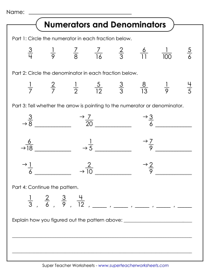 Numerators & Denominators - Numerators and Denominators Numerators & Denominators - Numerators and Denominators