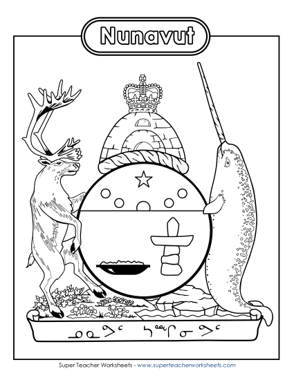 Flag and Coat of Arms - Nunavut Coat of Arms (Black & White)