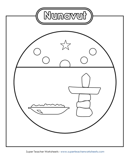 Flag and Coat of Arms - Nunavut Escutcheon (Black & White)
