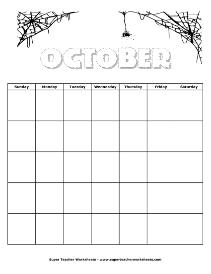 October Calendar (Halloween) October Calendar (Halloween)