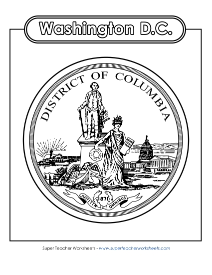 Flag and Seal - Official Seal of Washington, D.C. (Black & White)