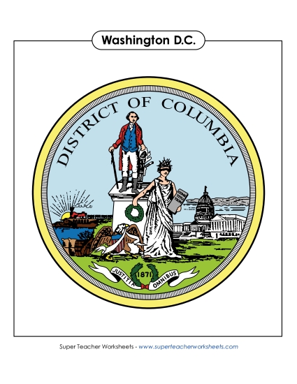 Flag and Seal - Official Seal of Washington, D.C. (Full Color)