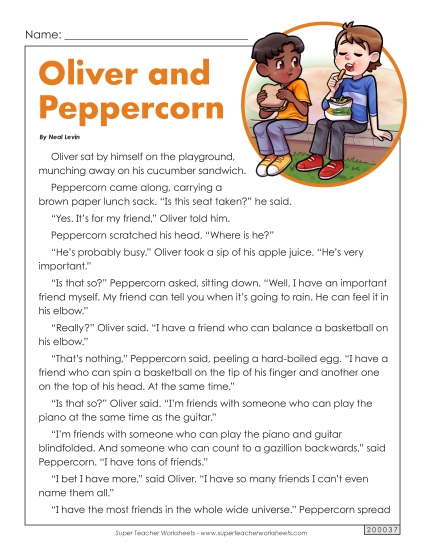 Fiction Stories - Oliver and Peppercorn Fiction Stories - Oliver and Peppercorn