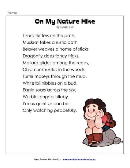 4th Grade Poems - On My Nature Hike 