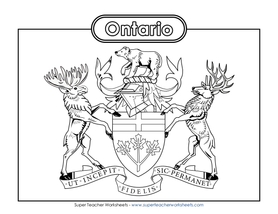 Flag and Coat of Arms - Ontario Coat of Arms (Black & White)